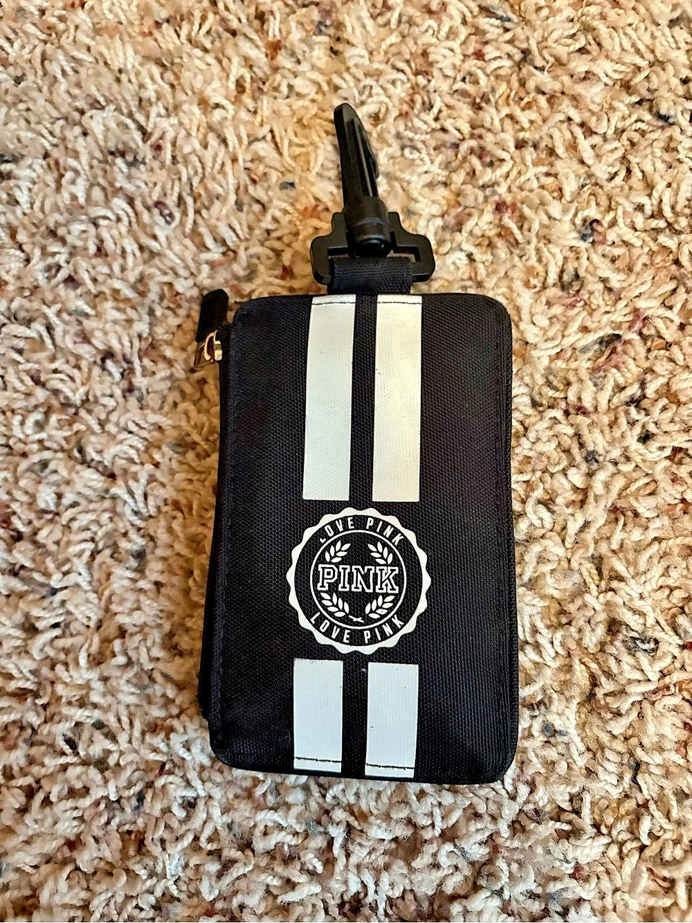 PINK Color Block Zipper Pouch in Black & White